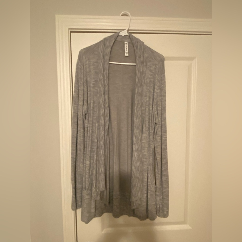 Athleta Gray Open Front Drape Cardigan Size L - Picture 2 of 3